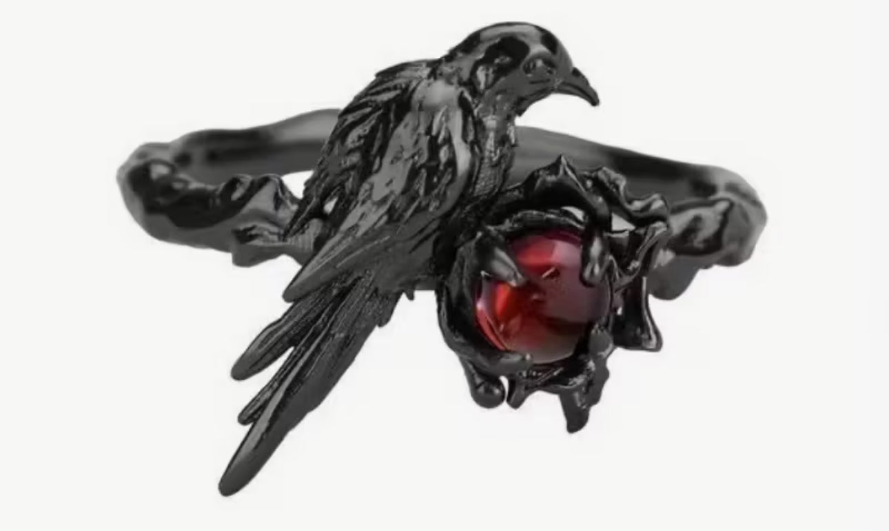 Bague corbeau noir