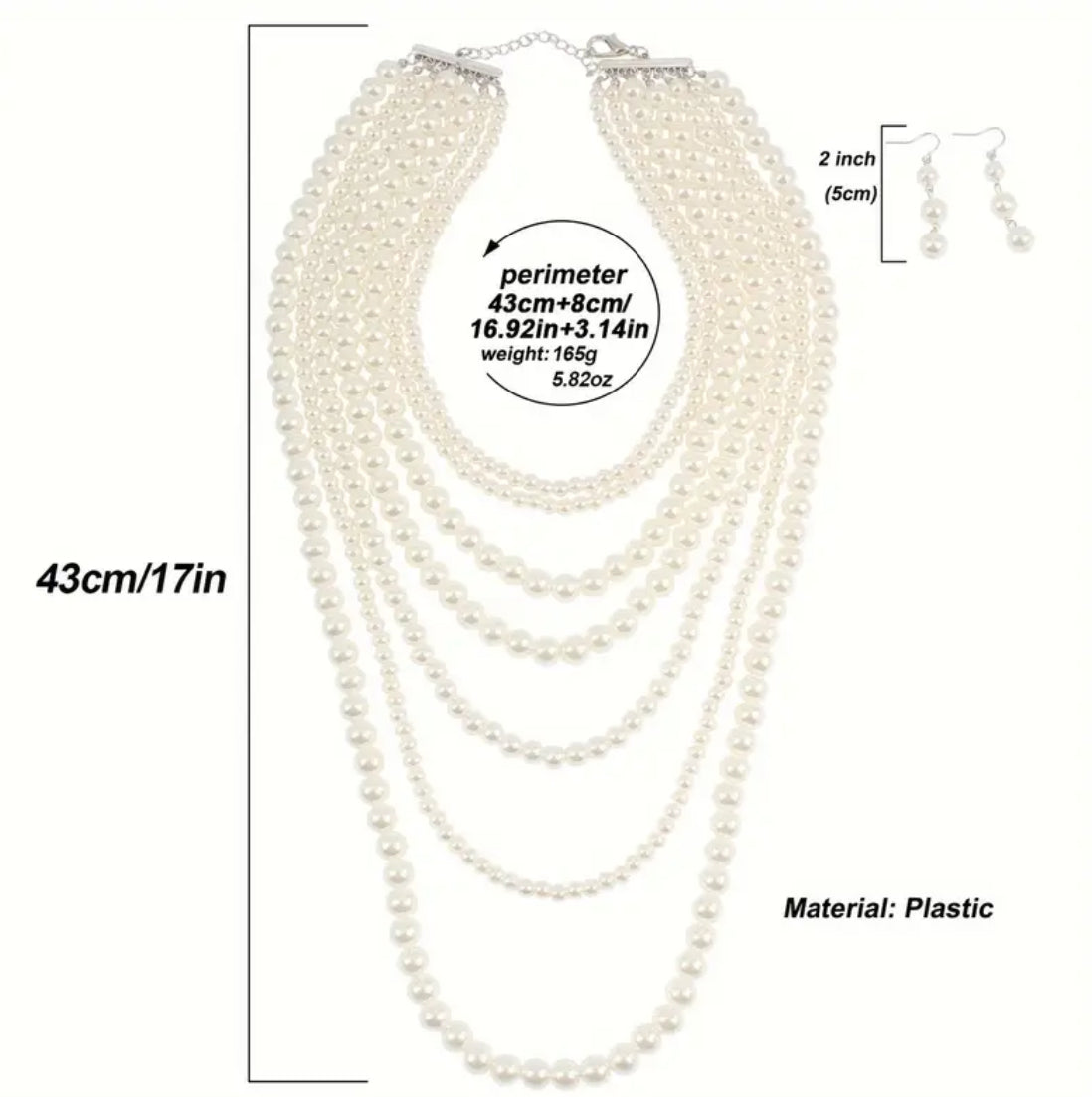Ensemble collier et boucles d'oreilles en perles