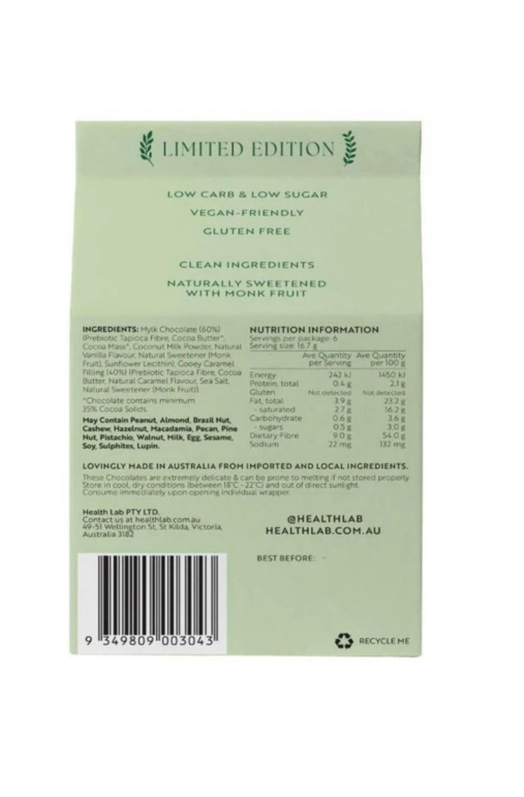 Health Lab Low Sugar Half Eggs With Gooey Caramel – 100g