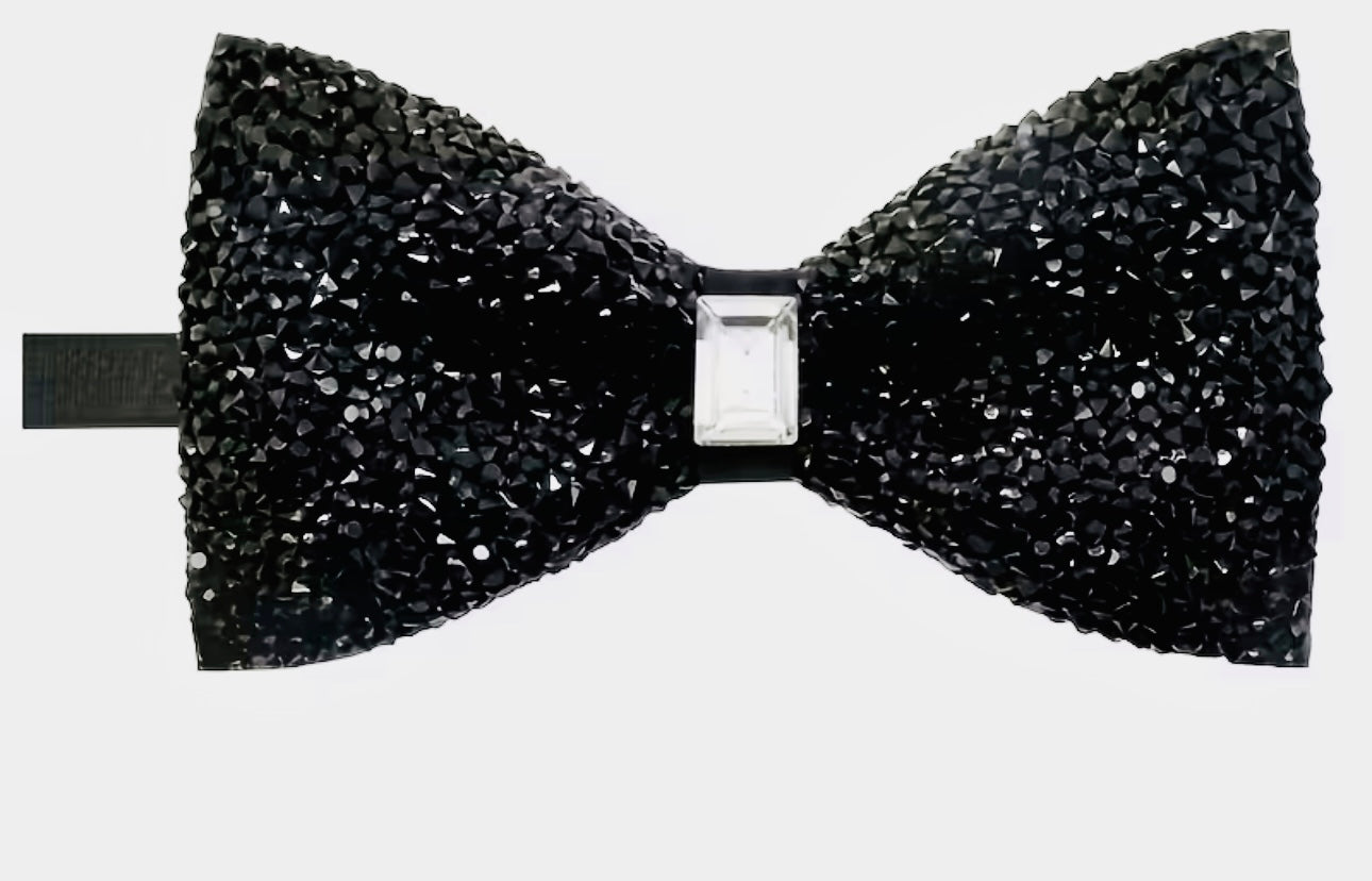 Black Rhinestone Men’s Bow Tie