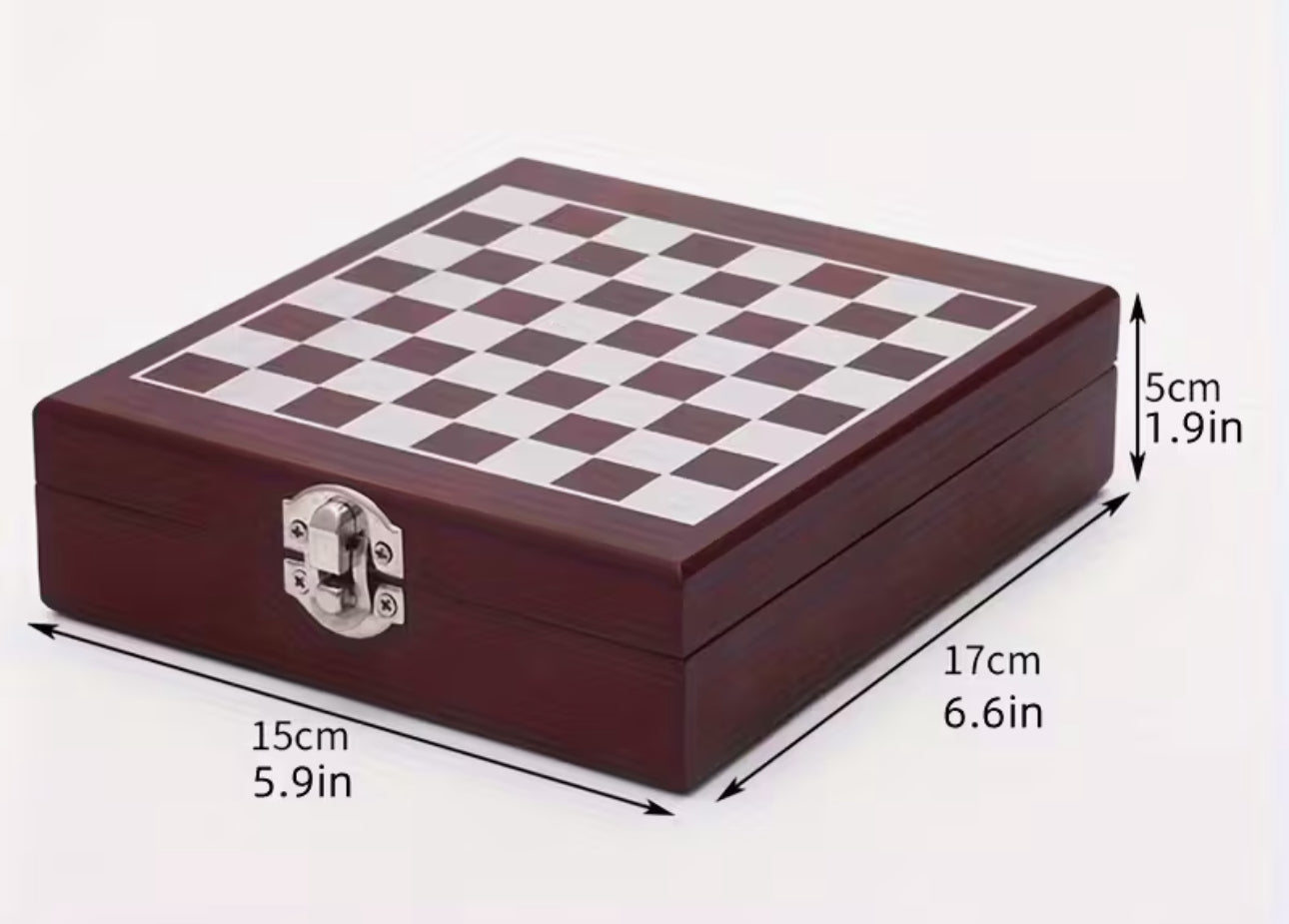 Wooden Chess Set with Wine Bottle Opener & Stopper