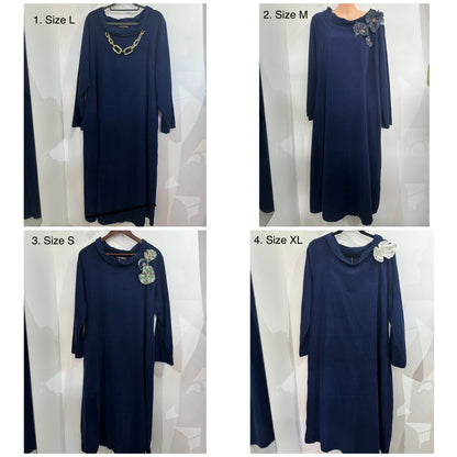 Kazz x La Strada Blue corduroy long sleeve dresses