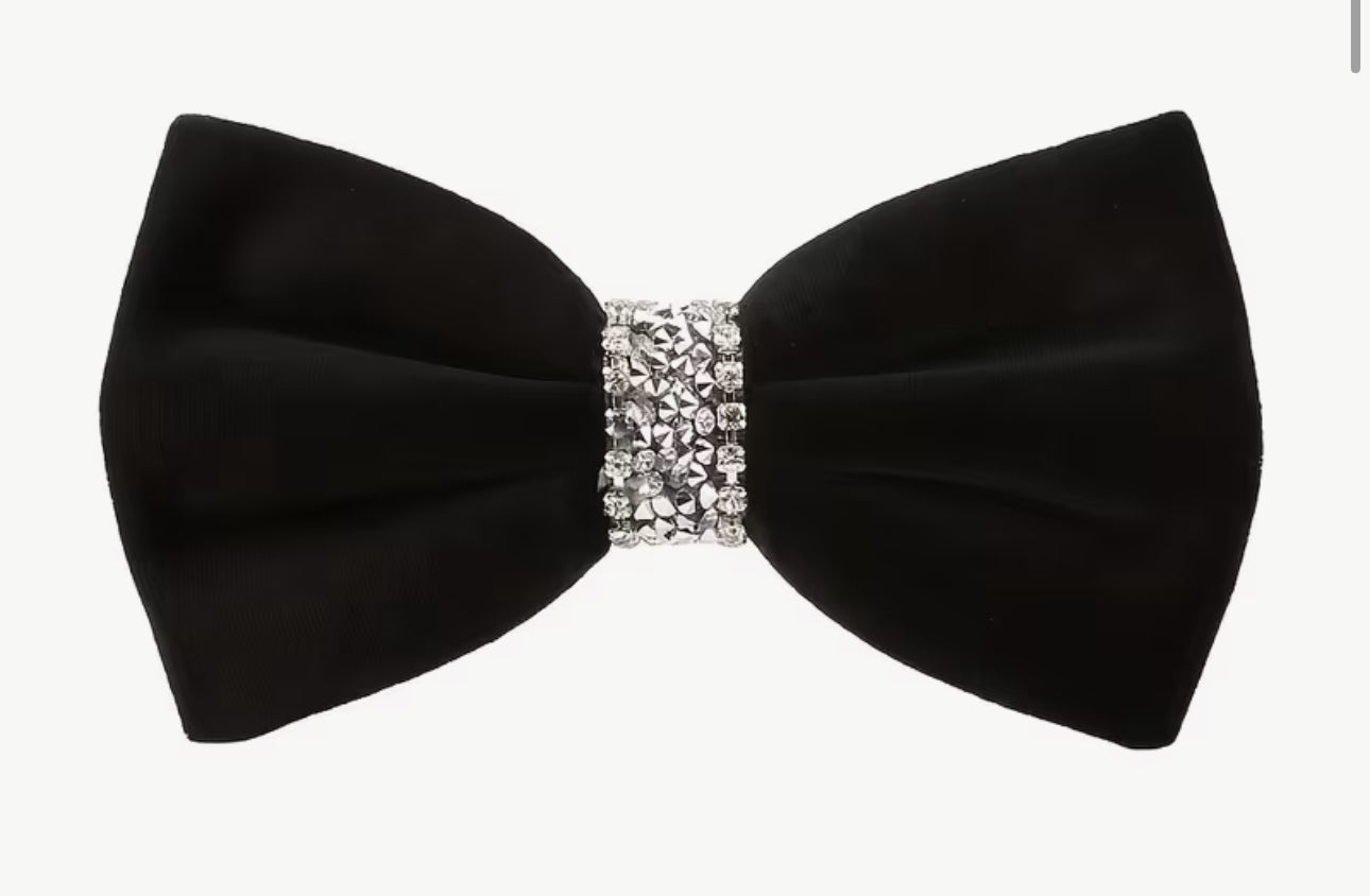 Black Velvet & Rhinestone Men’s Bow Tie