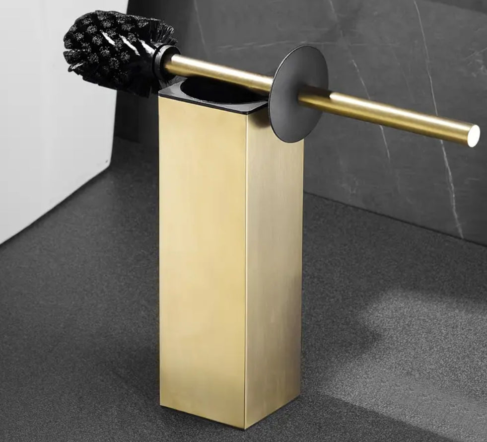Brosse de toilette en acier inoxydable doré