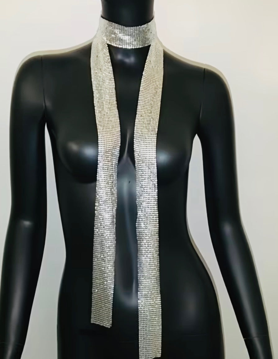 Silver sequin scarf