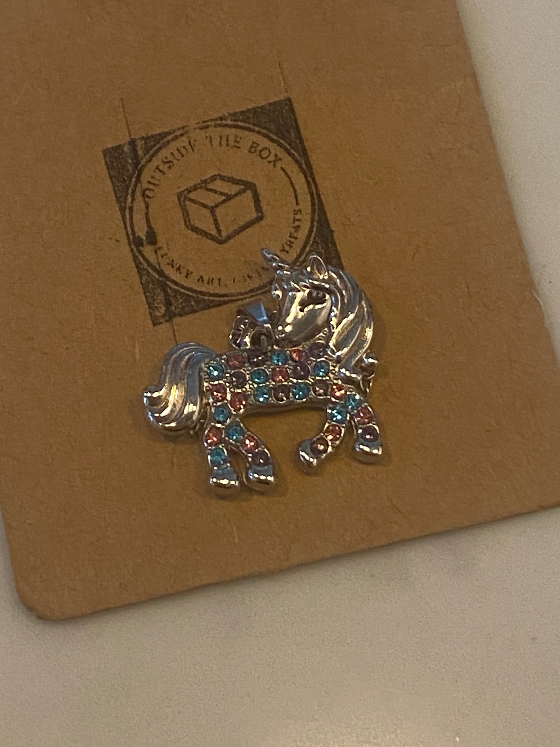 Colourful Diamonte Unicorn Necklace