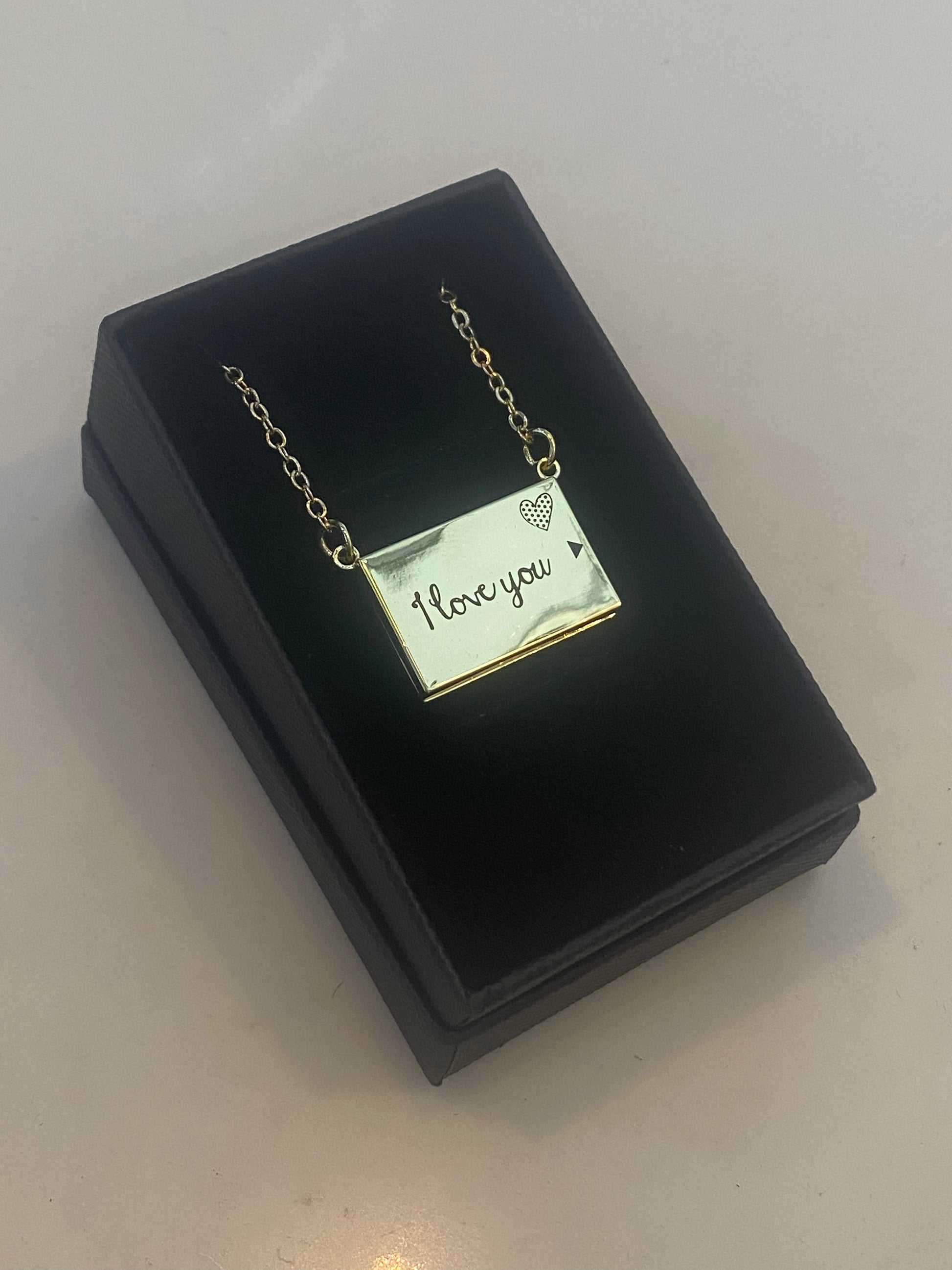 Stainless Steel ‘I Love You’ Photo Locket Couple Necklace With Gift Box