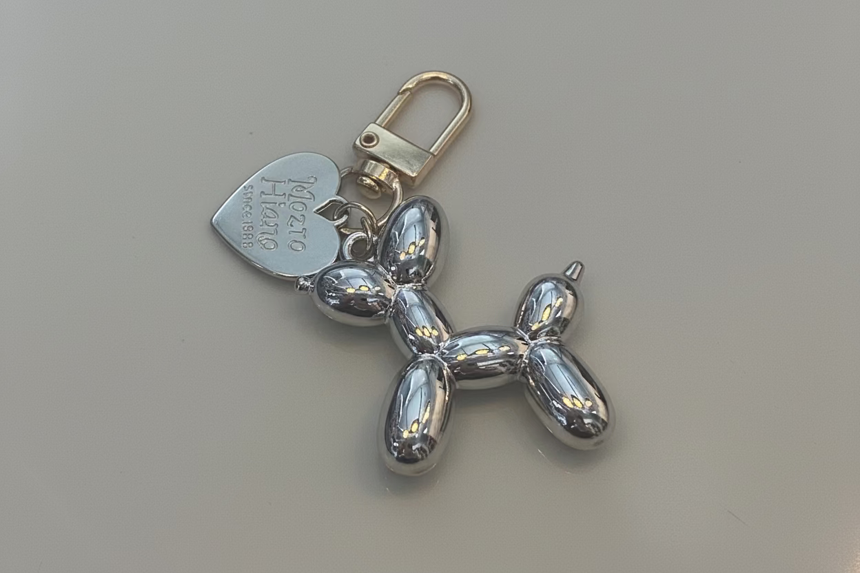 Balloon Dog Keychain With Heart Charm