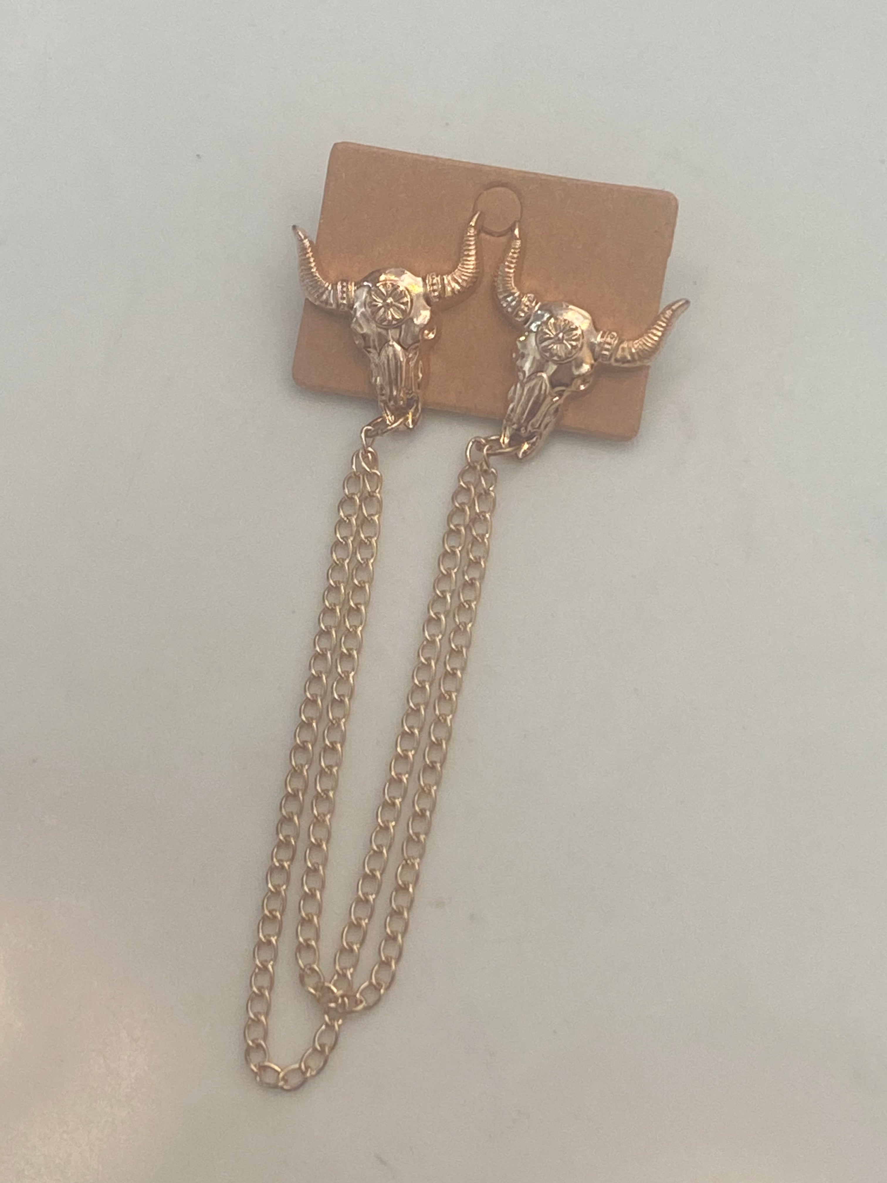 Western Longhorn Bull Chain Lapel Pins