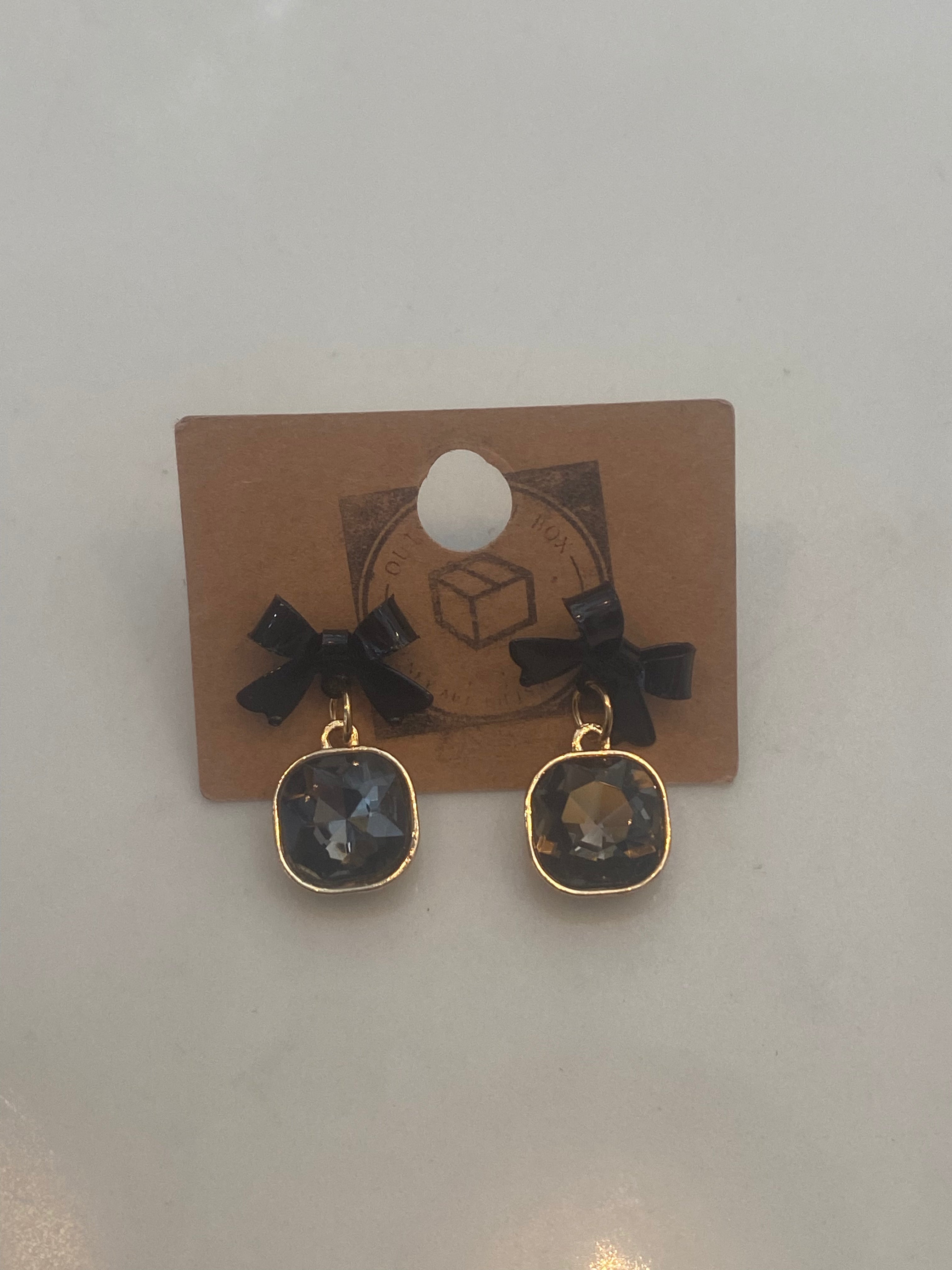 Bow crystal Sterling silver earrings