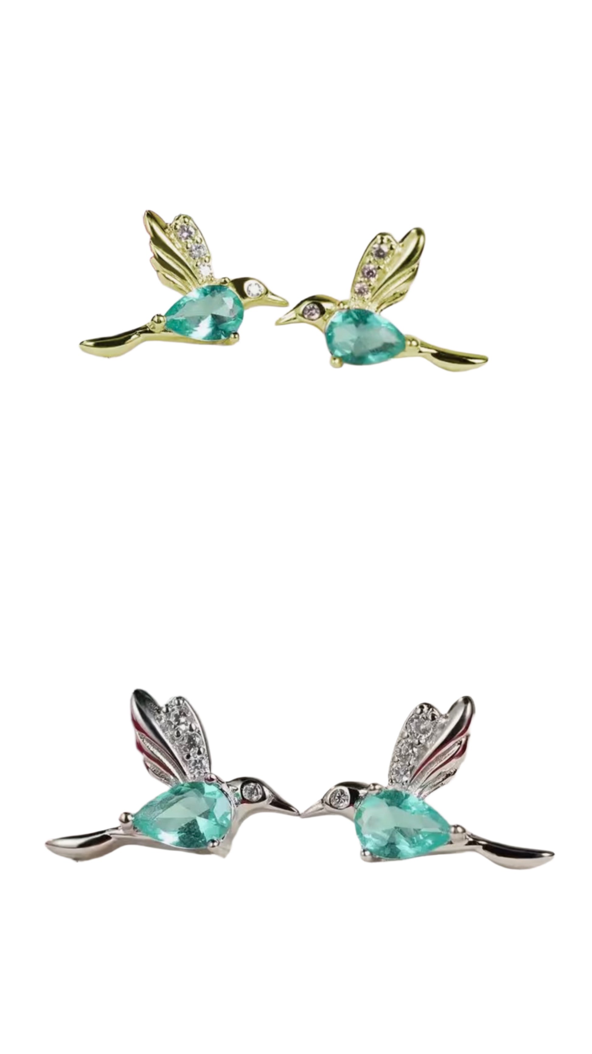 Blue hummingbird earrings