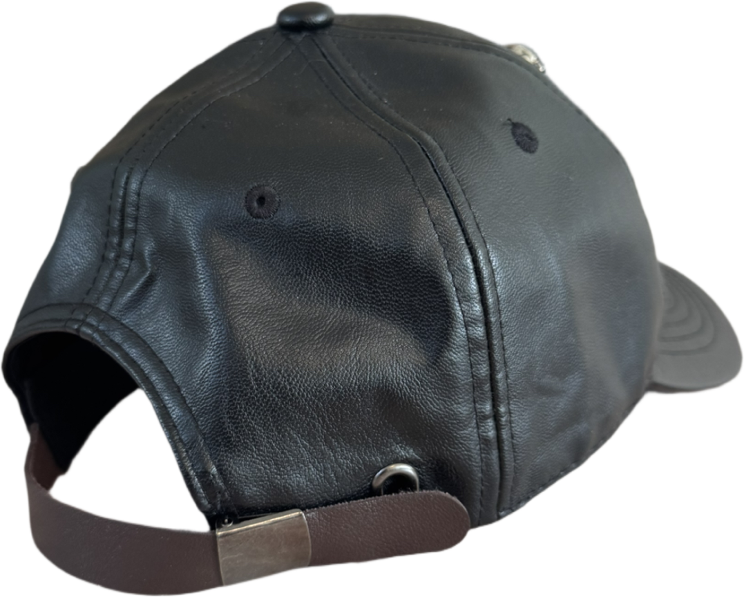 Black Skull Leatherette Cap