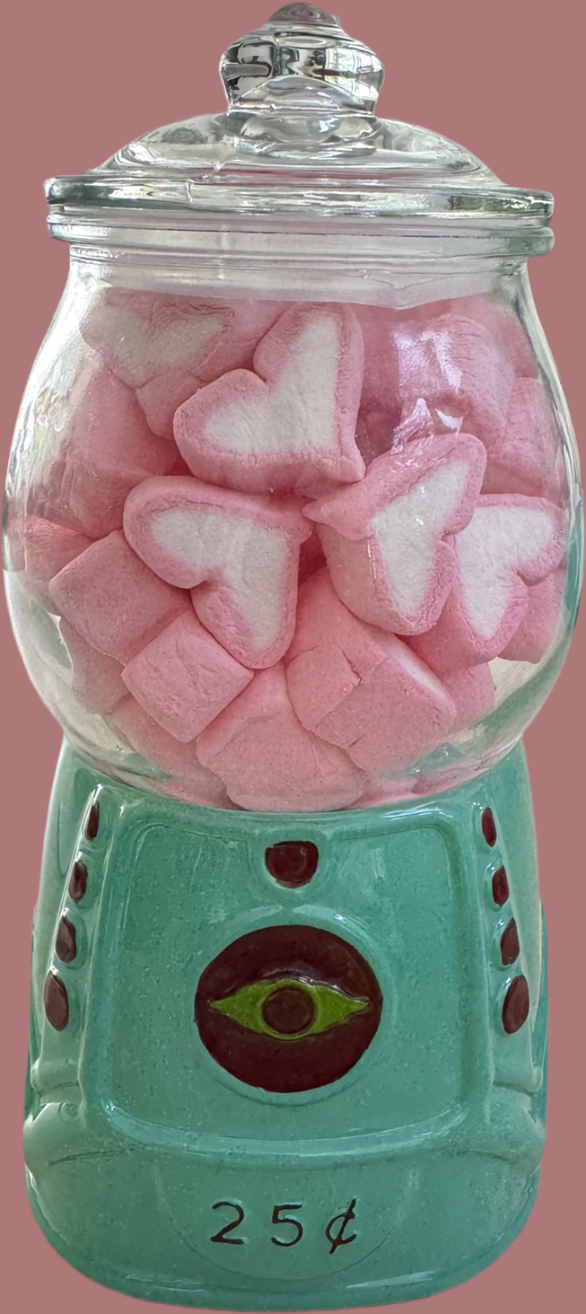 Marshmallow Hearts in Bubblegum Glass Jar