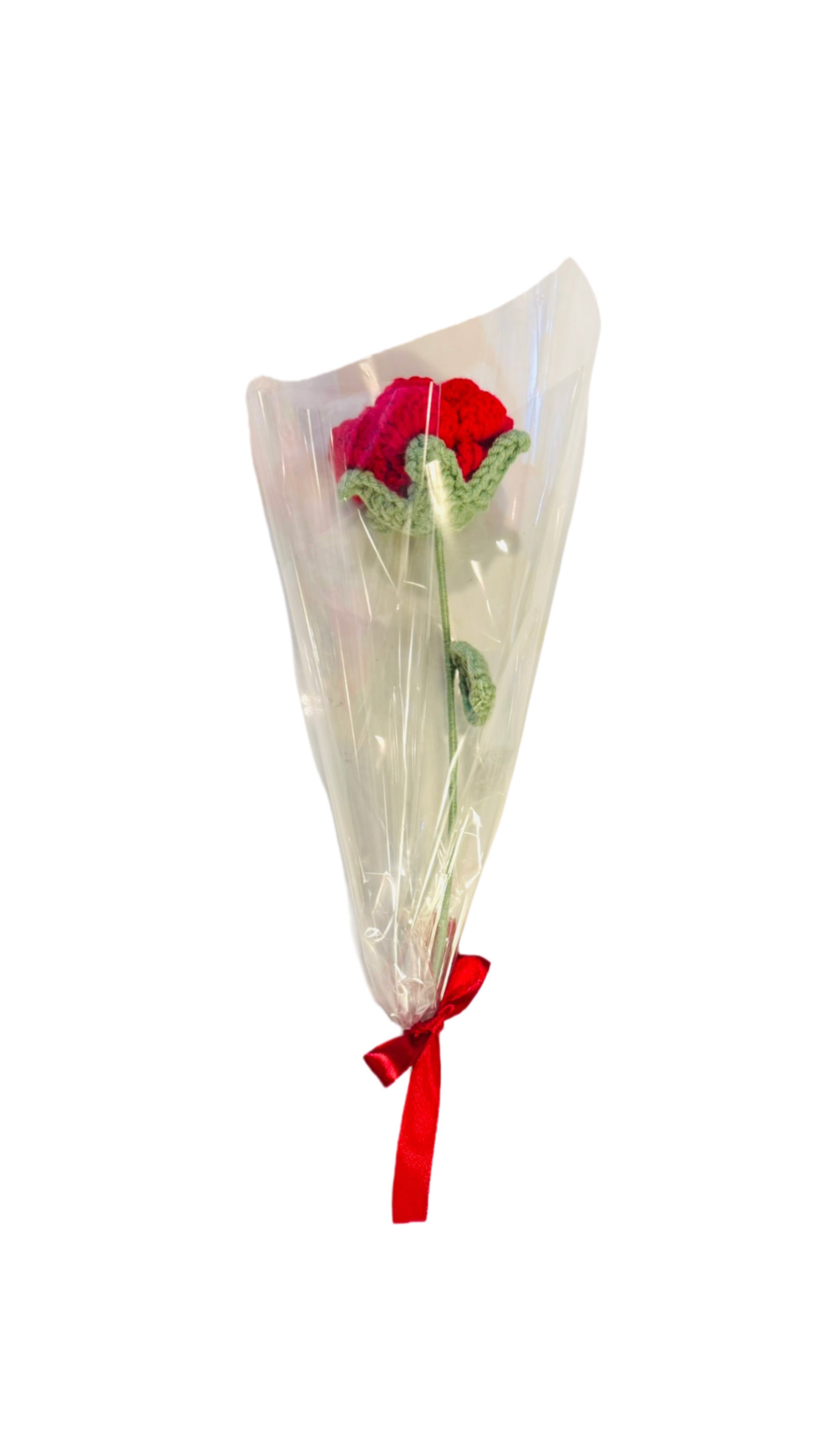 Crochet Red Gift Rose