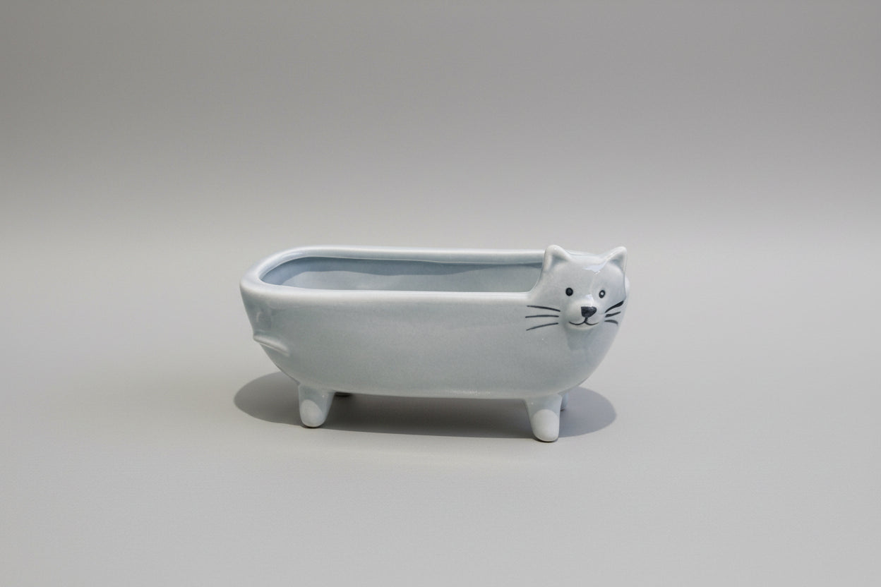Ceramic Grey Cat Dish