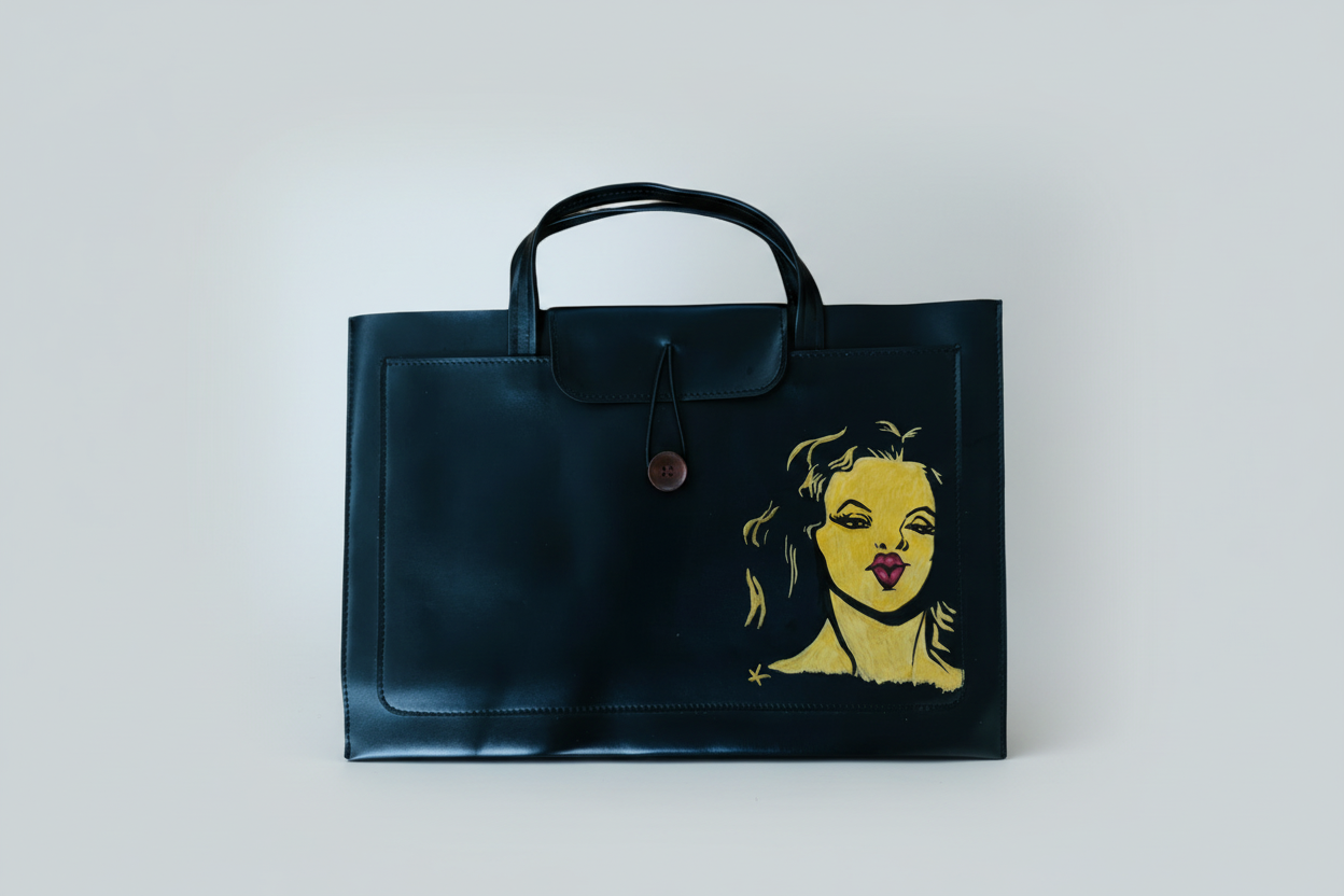 Hand Painted Satchel Bag (Black)