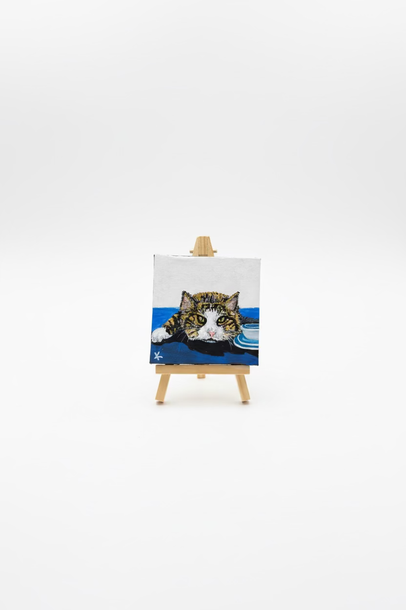 Tabby Cat Mini Canvas Painting - By KAZZ