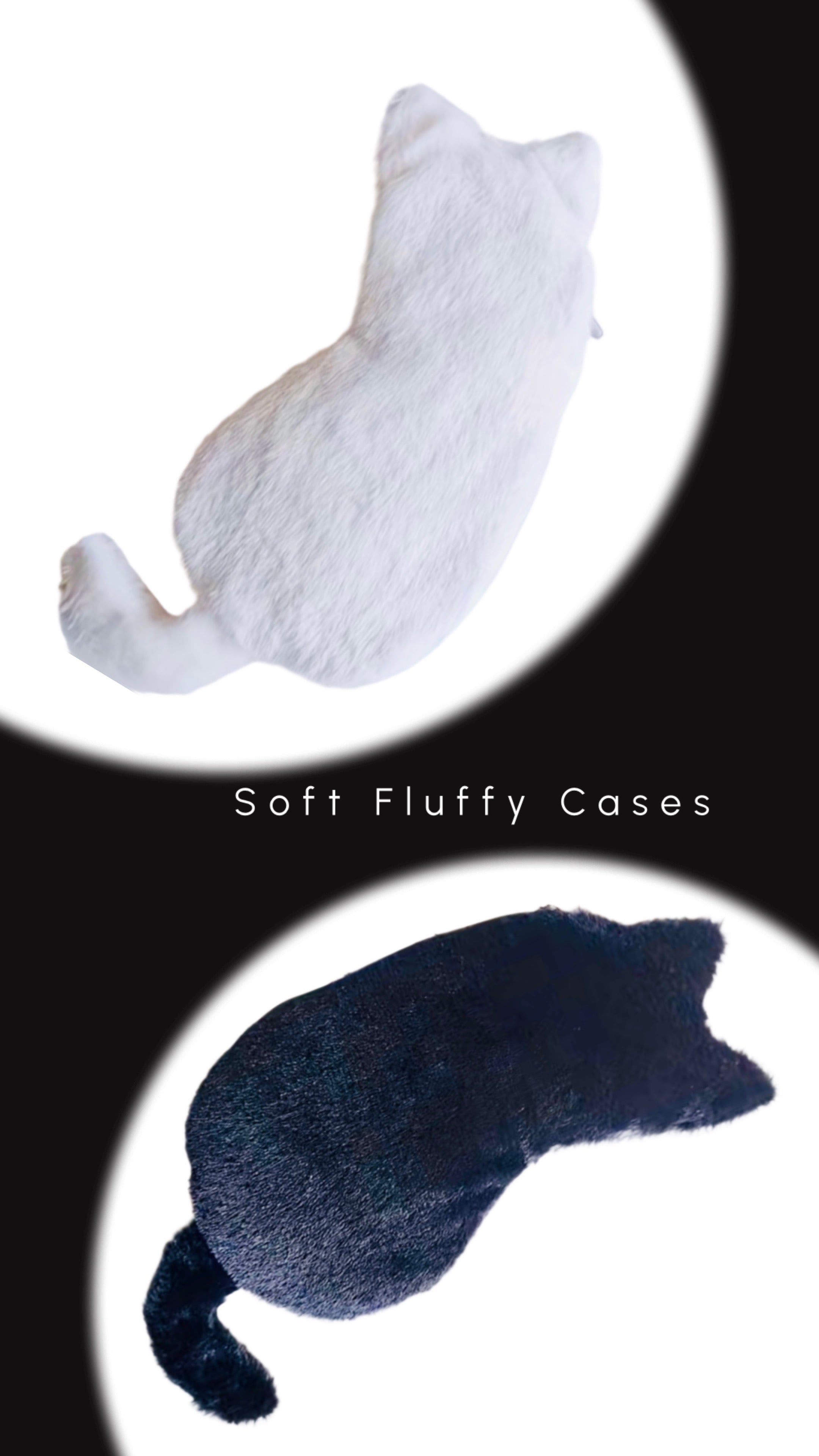 Fluffy Cat Zipped Case ( Black or White)