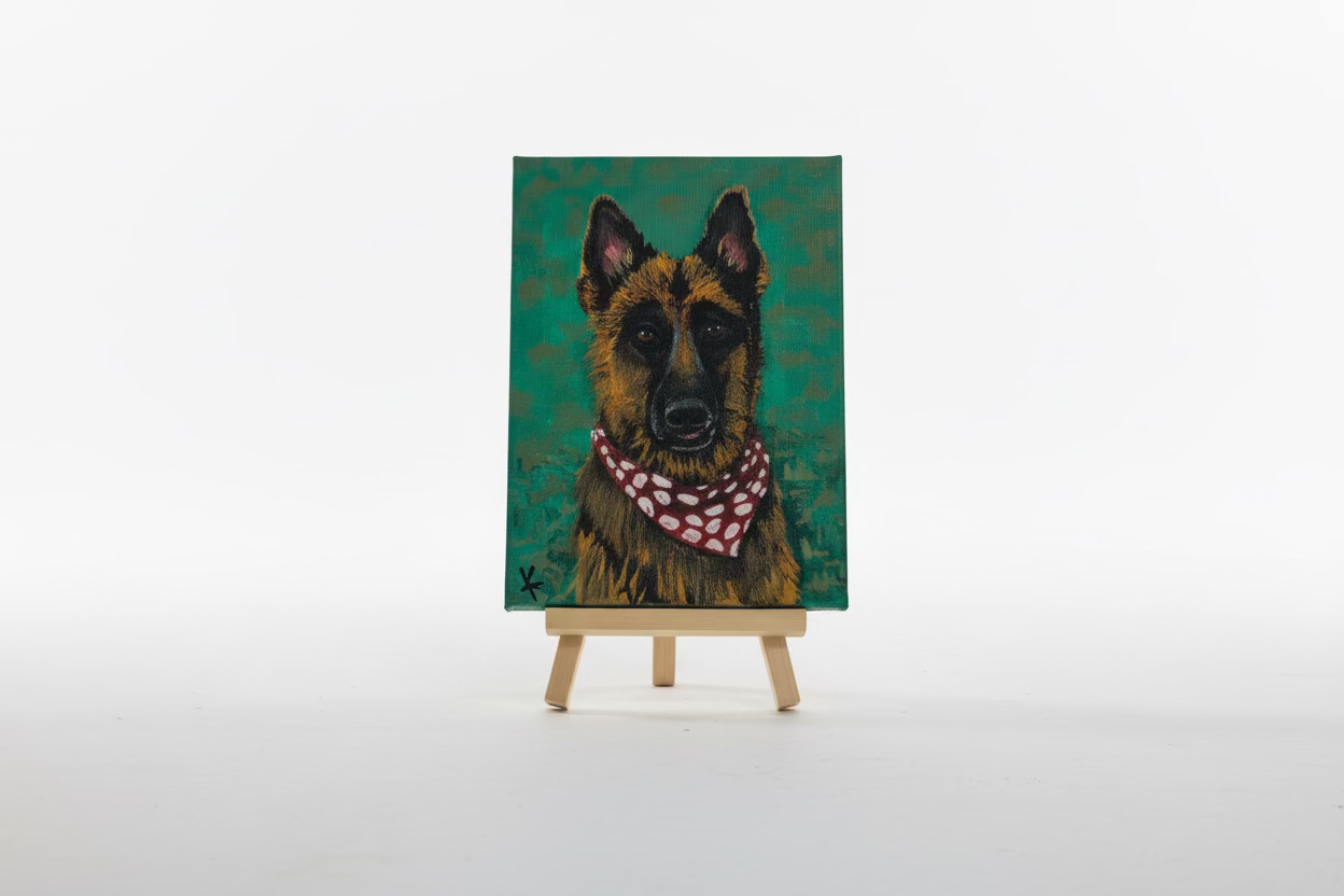 German Shepherd Small Canvas on Easel Painting