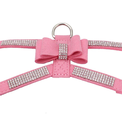 Pink diamonte harness with bow