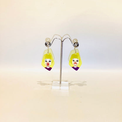 Girl blowing bubble sterling silver earrings