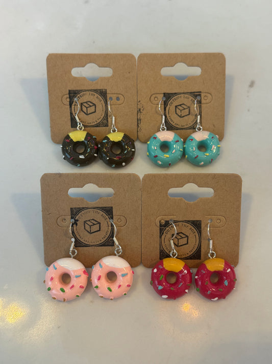 Glazed donut sterling silver earrings