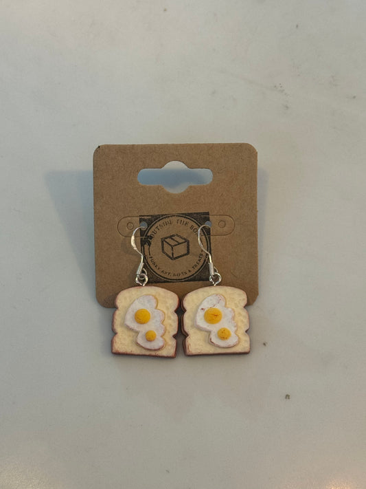 Egg on toast sterling silver earrings