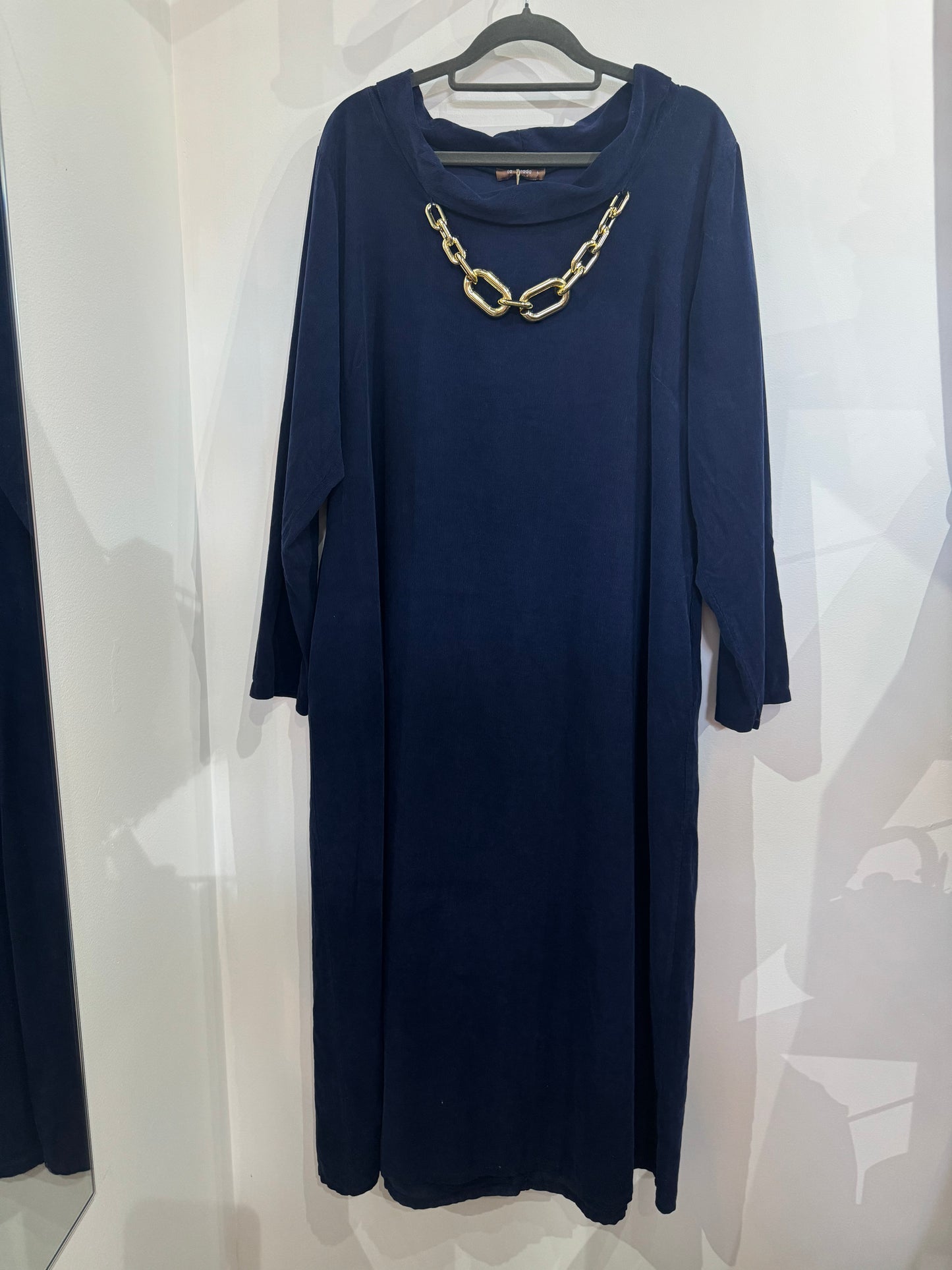 Kazz x La Strada Blue corduroy long sleeve dresses