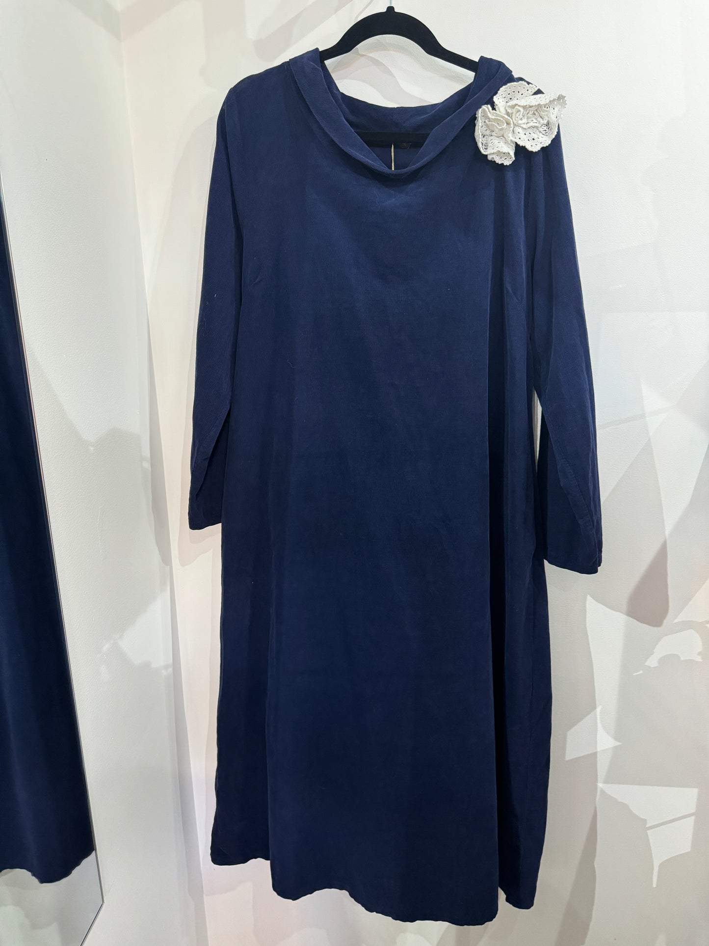 Kazz x La Strada Blue corduroy long sleeve dresses