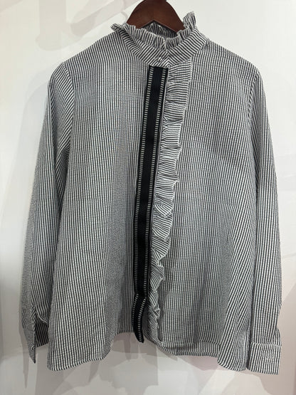 Kazz x Long Sleeved Striped Collared Shirt