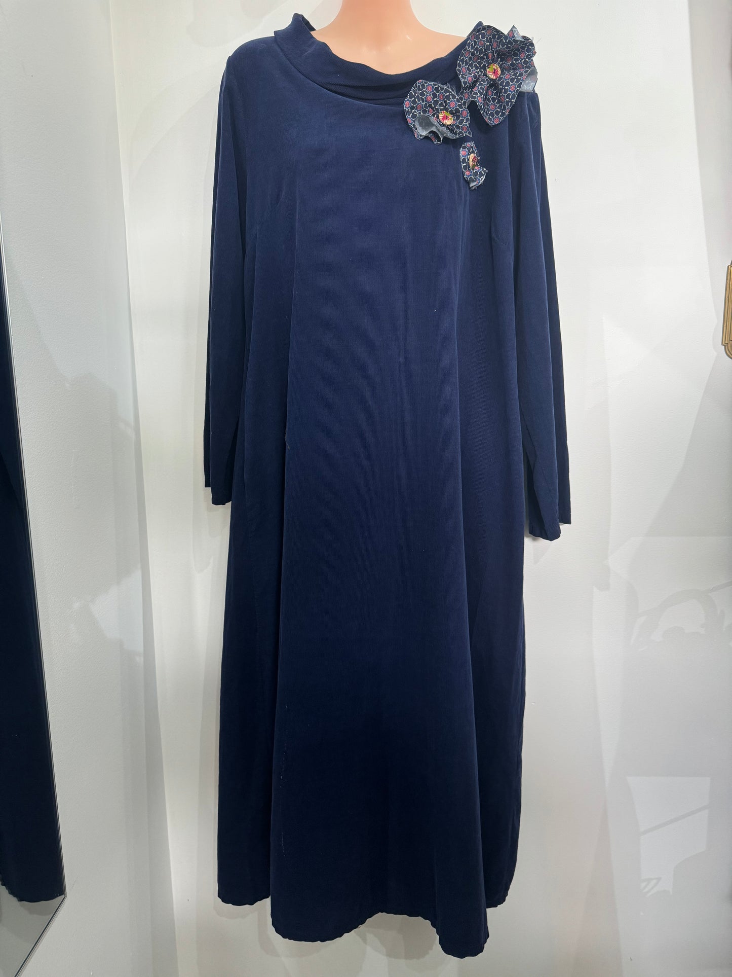 Kazz x La Strada Blue corduroy long sleeve dresses