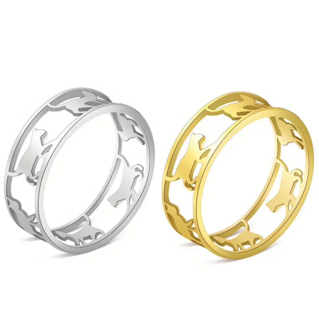 Bague chat en acier inoxydable