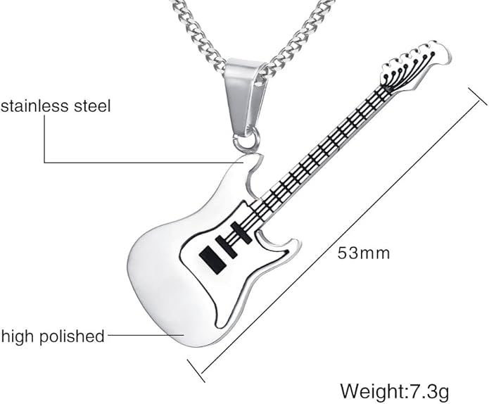 Collier guitare électrique en acier inoxydable