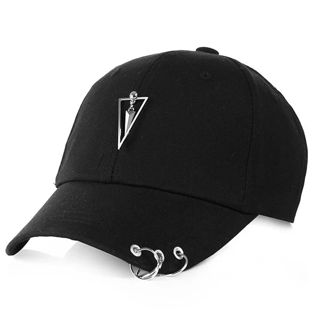 Metal detailed cap with hoops