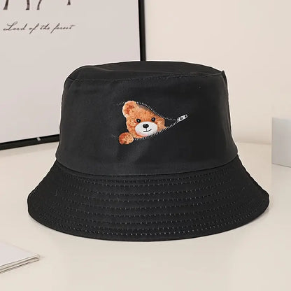 Zipper bear bucket hat