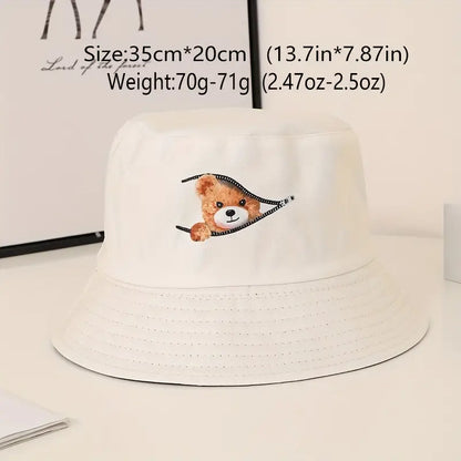 Zipper bear bucket hat