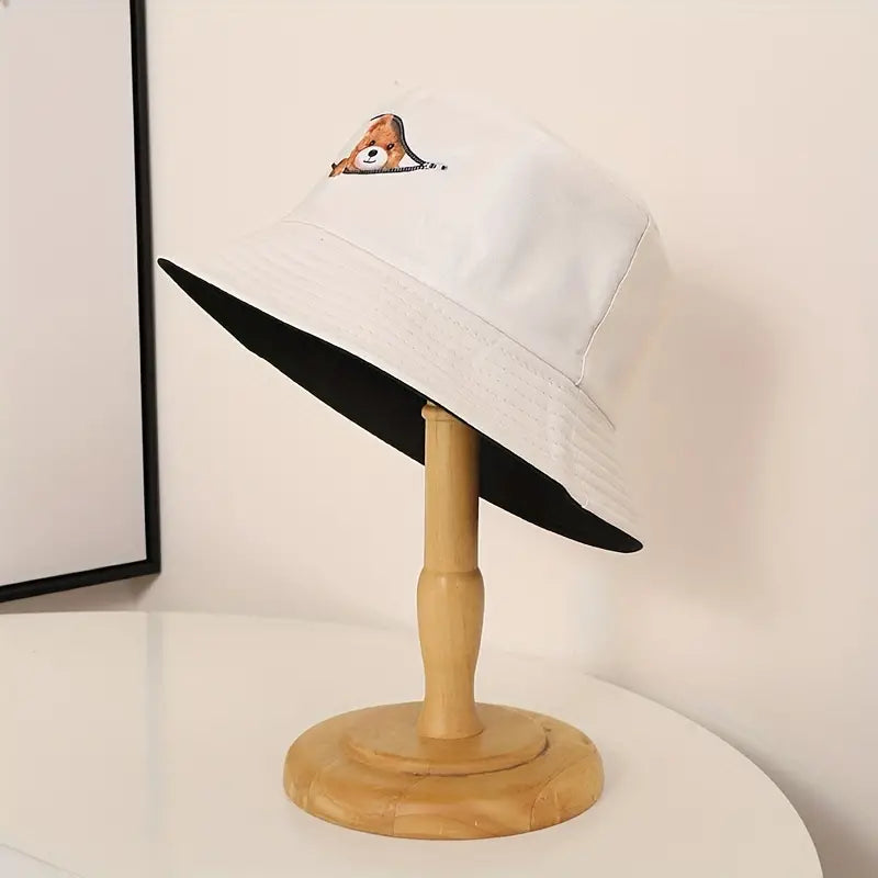 Zipper bear bucket hat