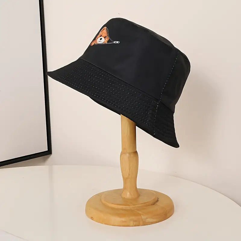 Zipper bear bucket hat