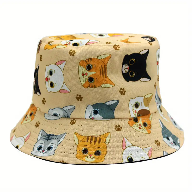 Cat head bucket hat