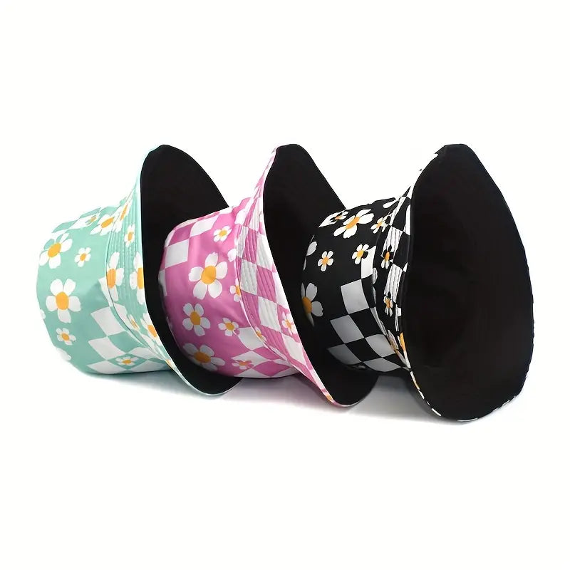 Chapeau bob à fleurs et marguerites
