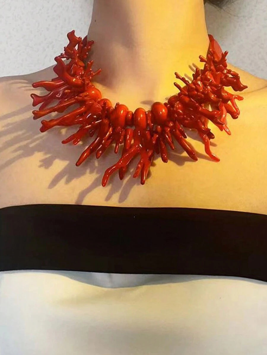 Ensemble de colliers en corail bohème