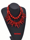 Ensemble de colliers en corail bohème