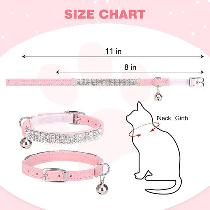 Pink Velvet diamonte cat collar with bell