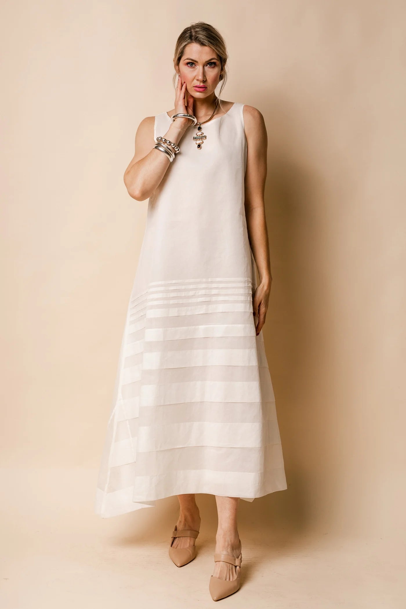 100% Cotton maxi dress (cream)