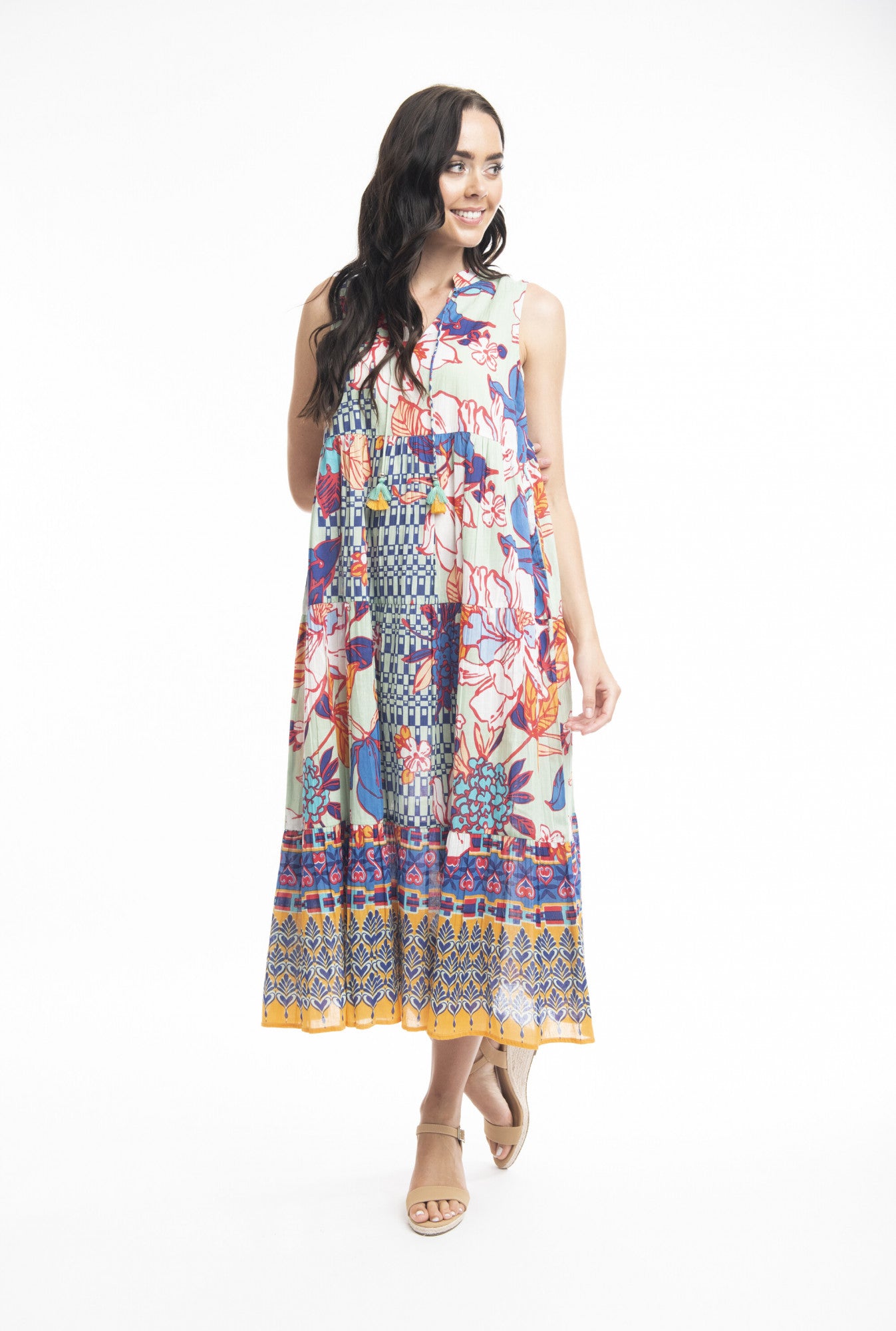 100% Organic Cotton ICARIA Tiered Maxi Dress