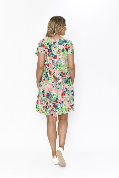 100% Cotton NICOLA Dress (Vibrant Tropical Flora)