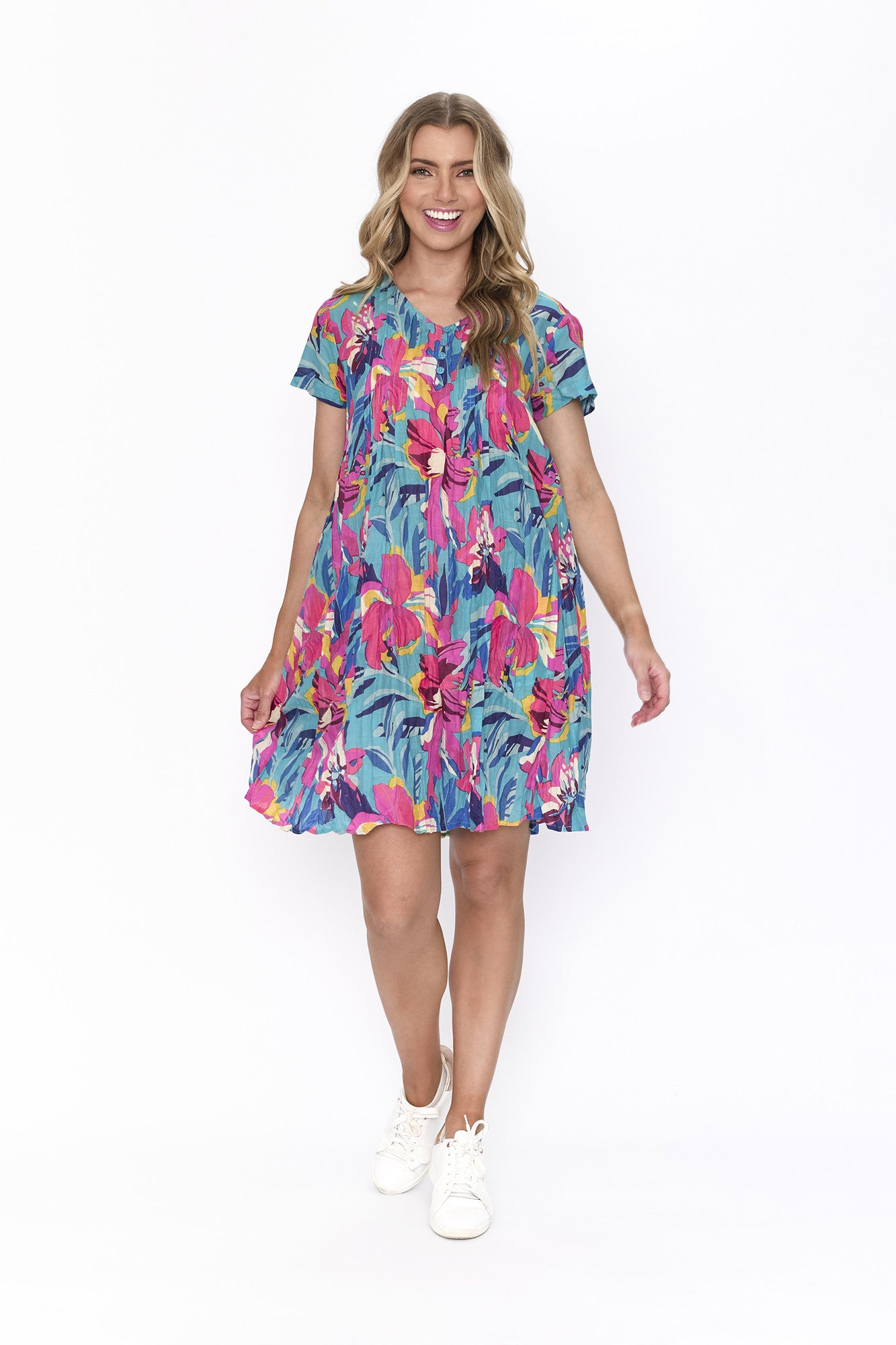 100% Cotton NICOLA Dress (Bold Floral Burst)