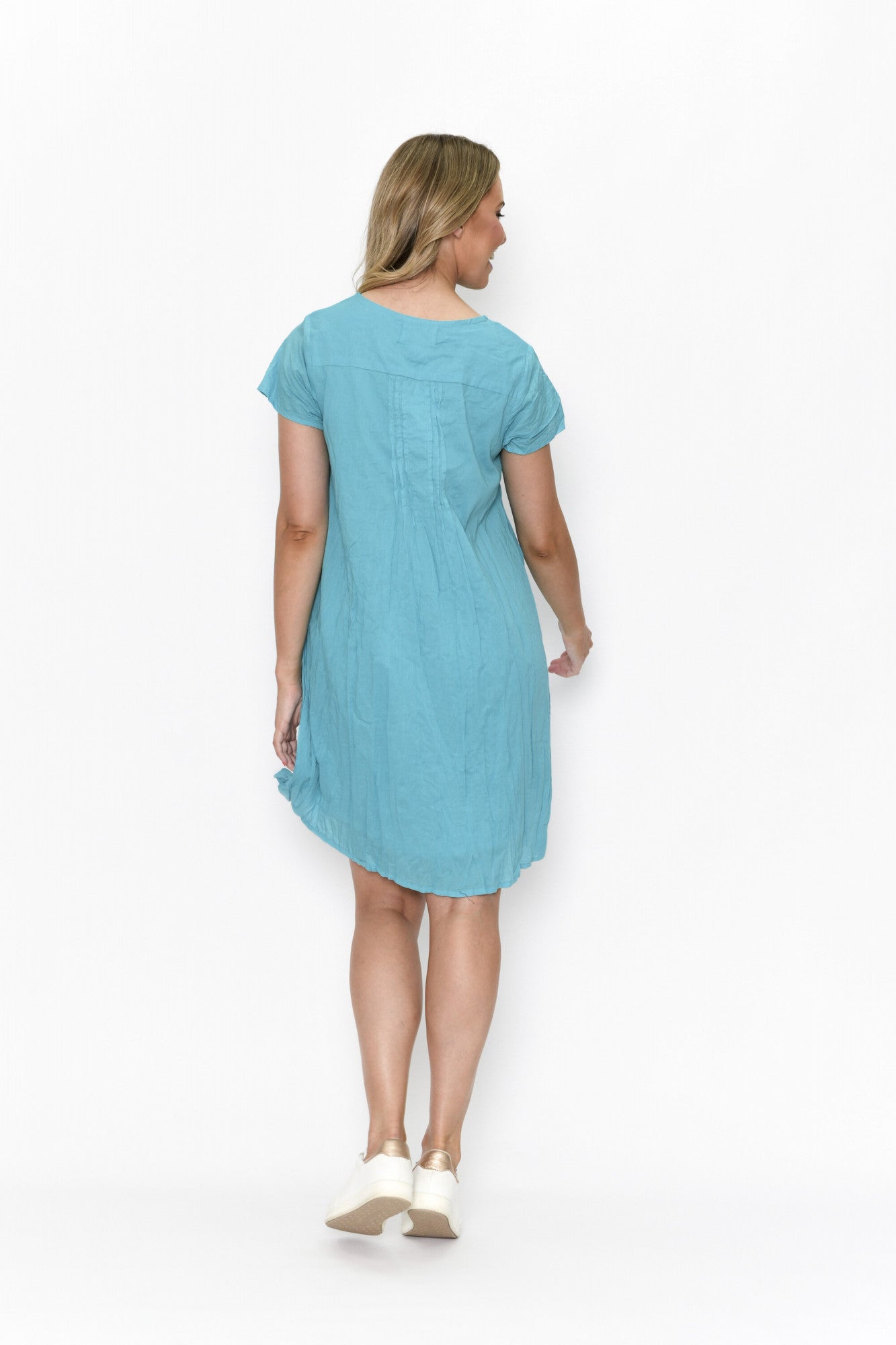 100% Cotton TAYLOR Dress (Aquamarine)