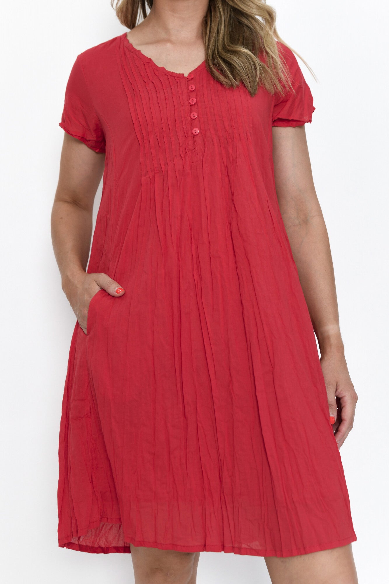 100% Cotton TAYLOR Dress (Red)