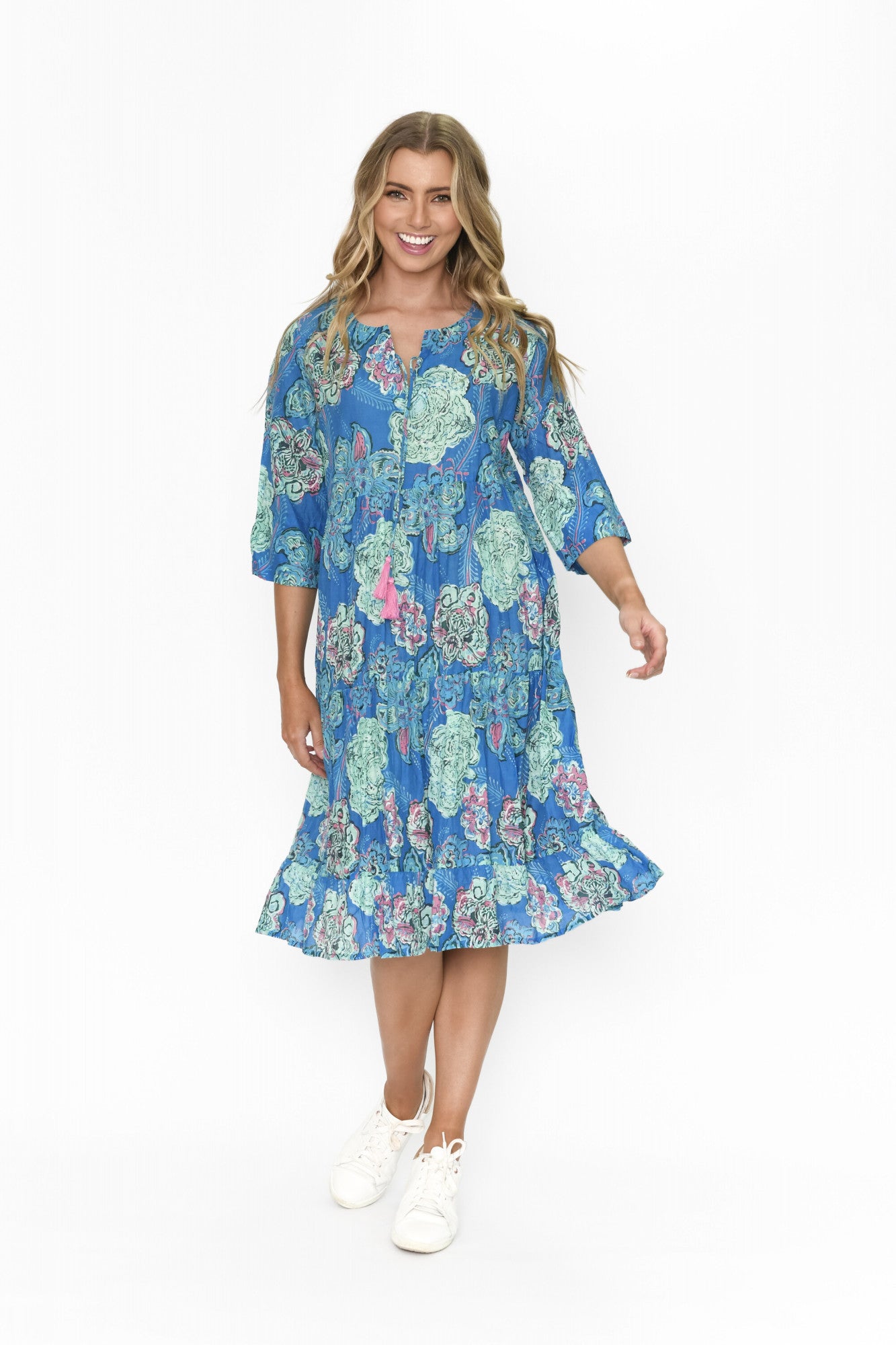 100% Cotton REBECCA Dress (Watercolor Florals)